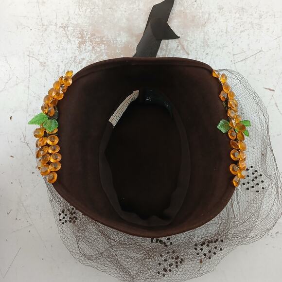 Vintage Women’s Brown Hats Lot of 2 Veiled Fascinator Velvet Pillbox Mid Century main image 14